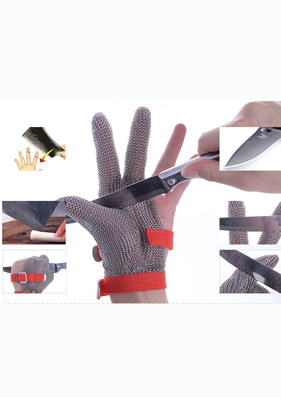 3101-Three Finger Wrist ring mesh Glove With Textile strap