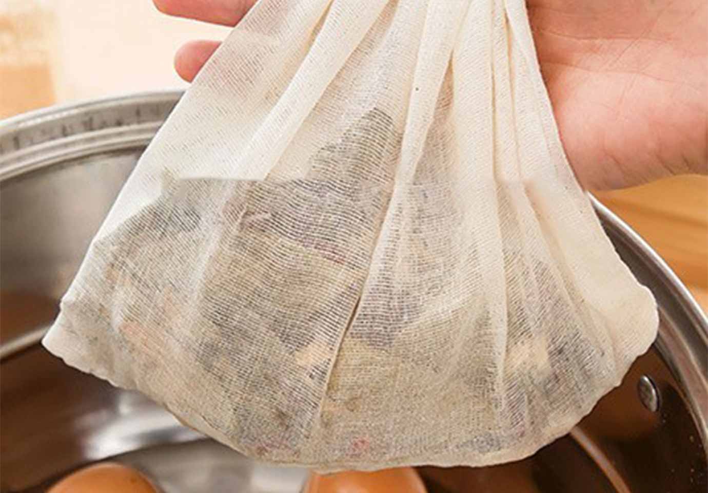 100% Cotton gauze fabric drawstring tea bag