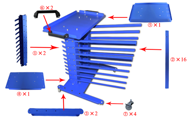 MK-2016GJJ Mobile Type Screen Printing Material Rack