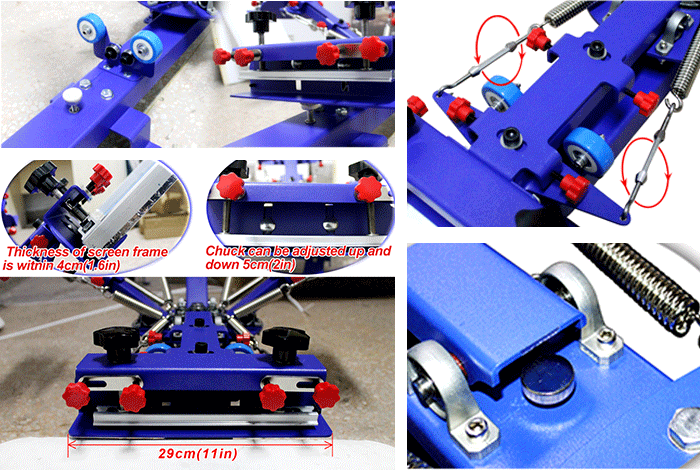 MK-F411C floor type micro adjust four color one station single wheel overprinting screen printing machine