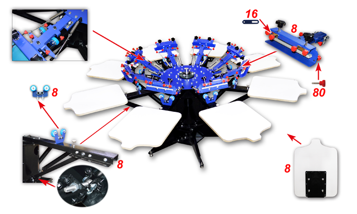 MK-F882D enhanced precise micro adjust 8 color 8 station double wheel overprinting screen printing machine