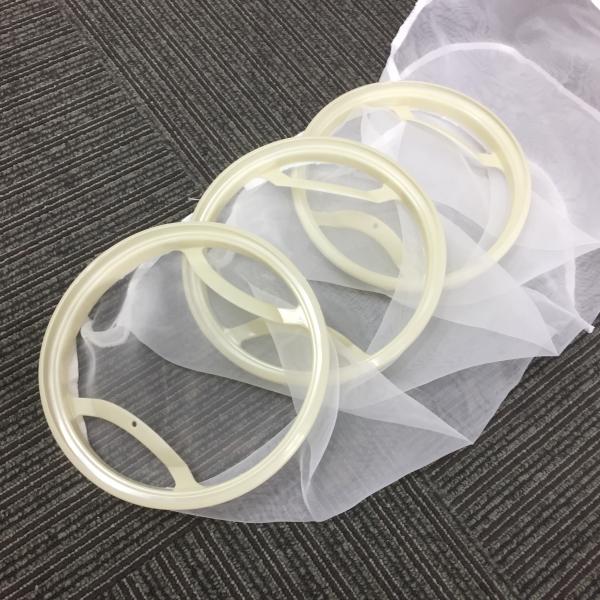 China R - Semi - Circle Micron Filter Bags , Nylon Filter Bag Welded With Plastic Ring wholesale
